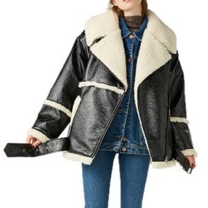 NWT black shearling jacket
